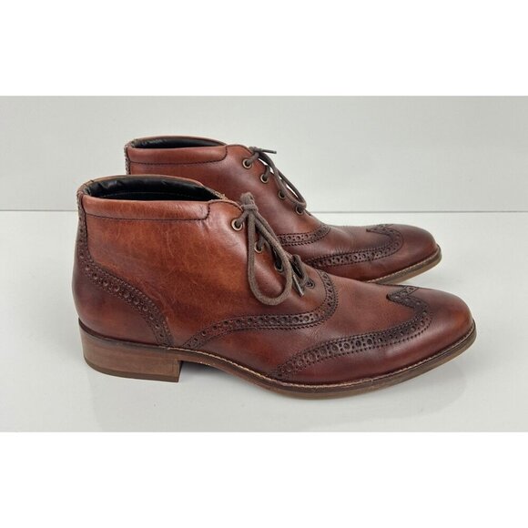 Cole Haan Liam Chukka II Boots Mens US 9M Brown Leather Wingtip Ankle C11053 - Picture 1 of 10
